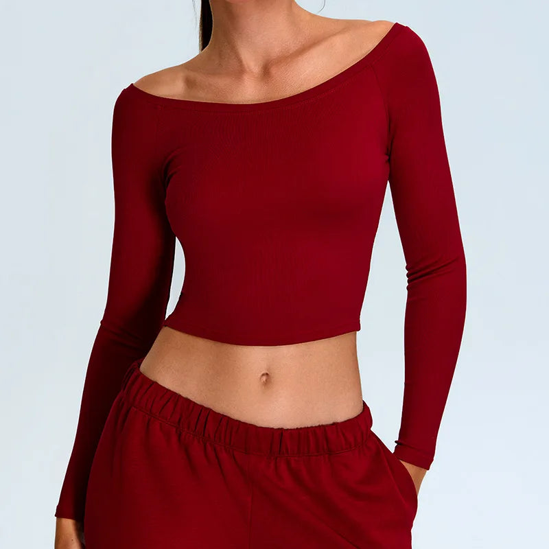 Off Shoulder Long Sleeve T-shirt