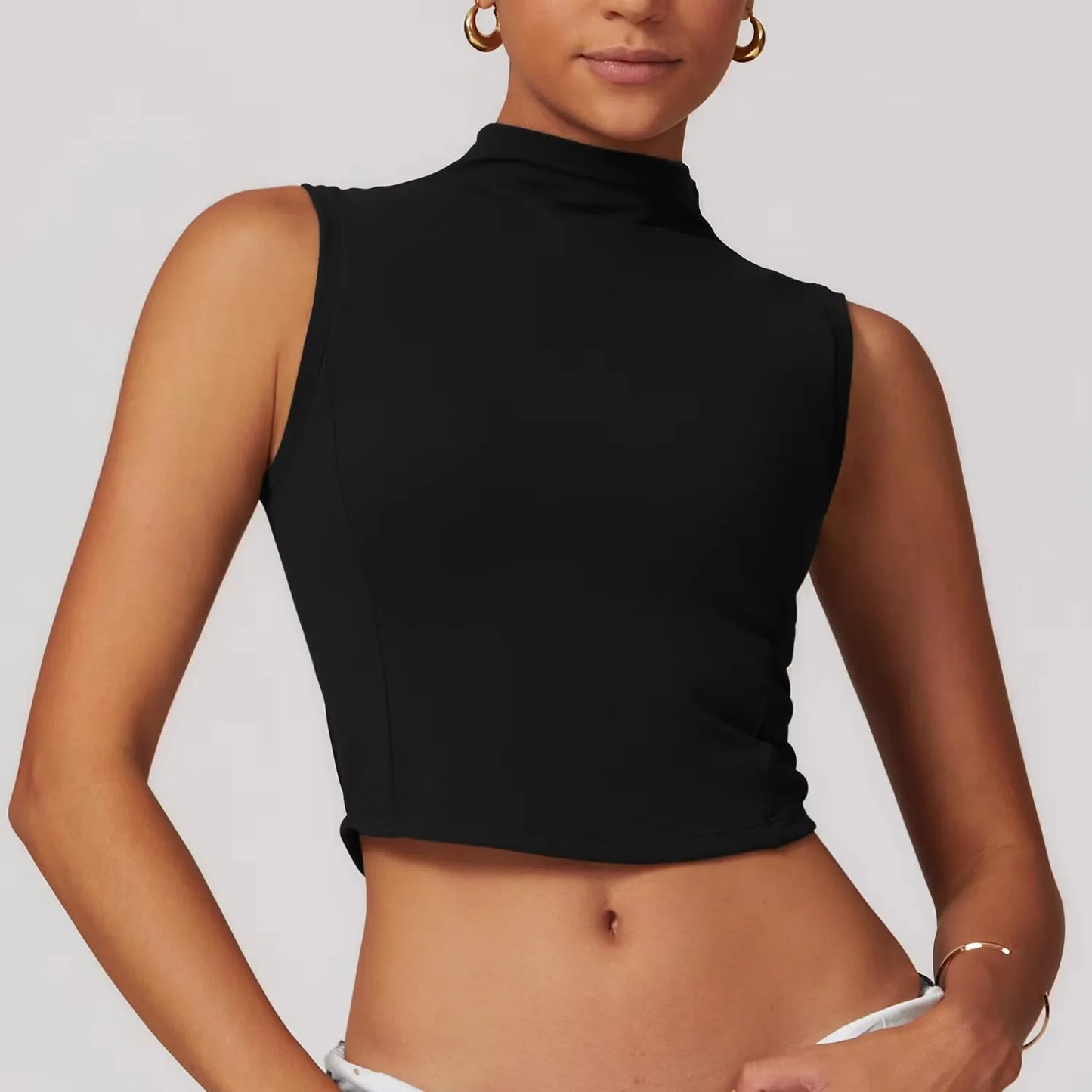 Sleeveless Turtleneck T-Shirt