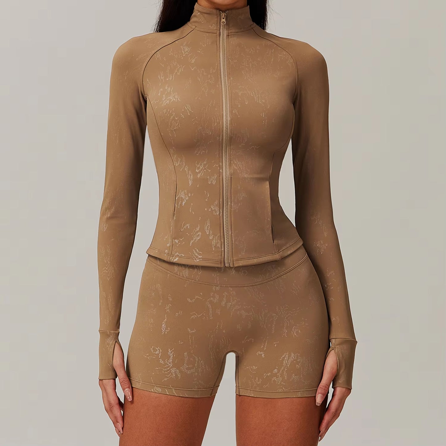 Printed Long Sleeve Zipper Jacket