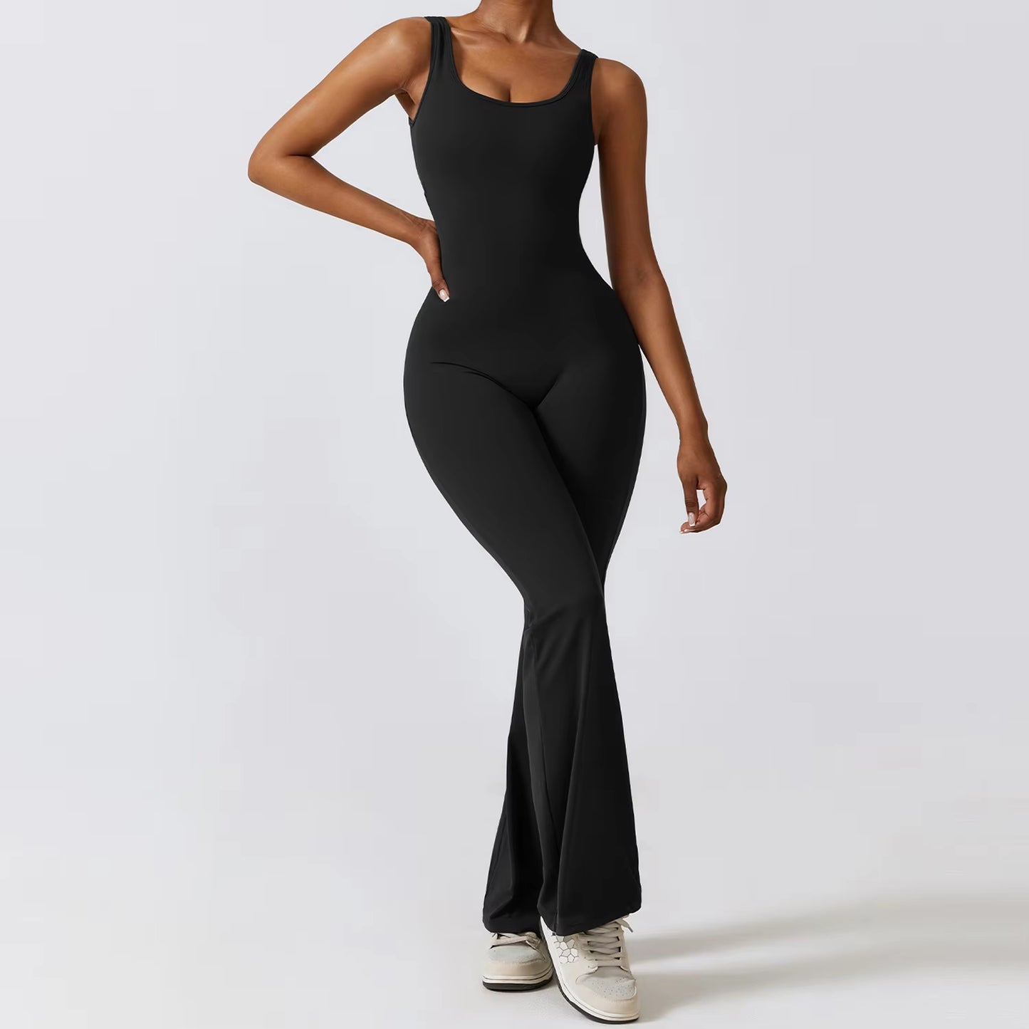 V-Back Flared Jumpsuit