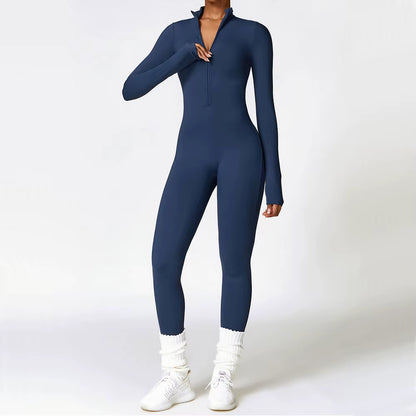 Long Sleeve Zipper Jumpsuit