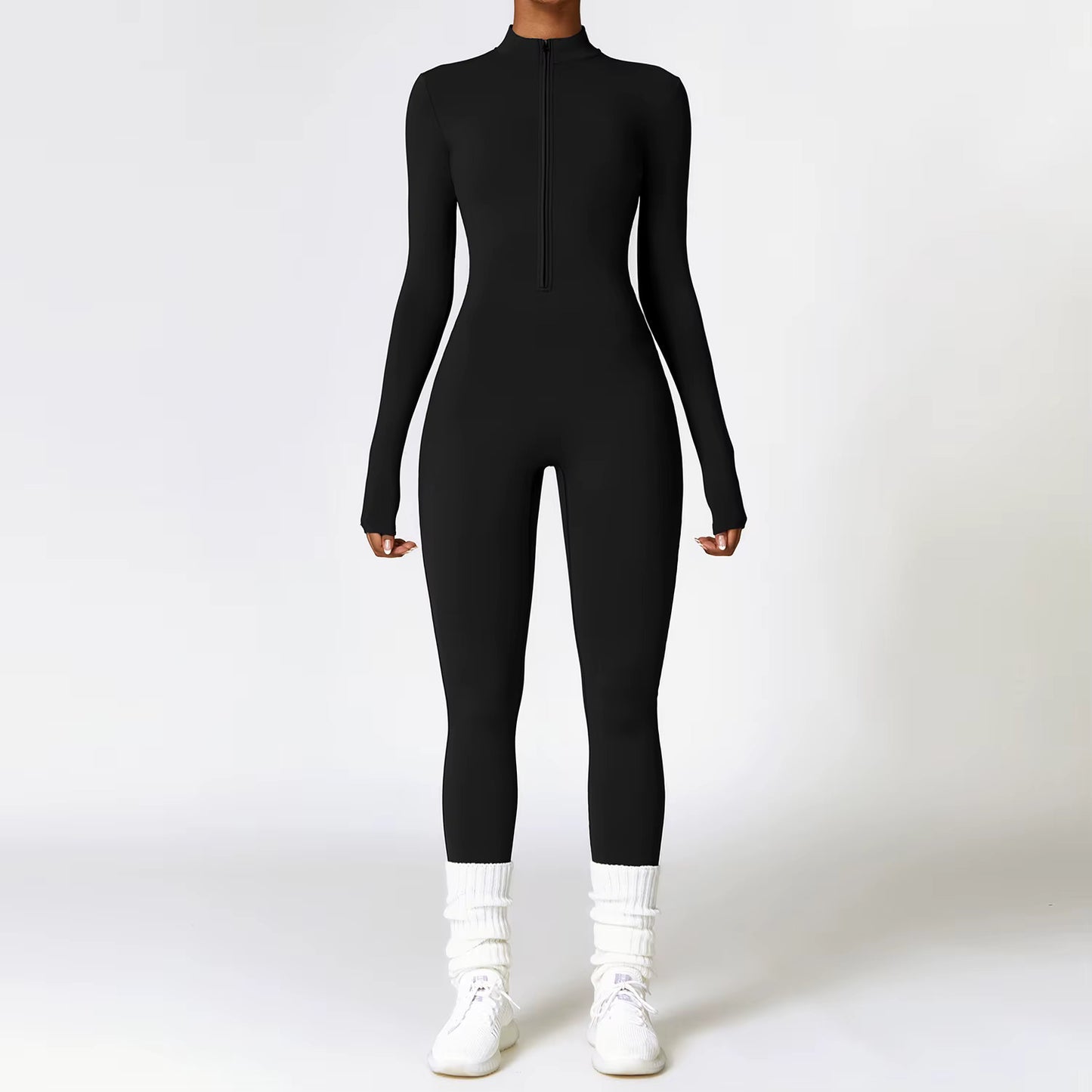 Long Sleeve Zipper Jumpsuit