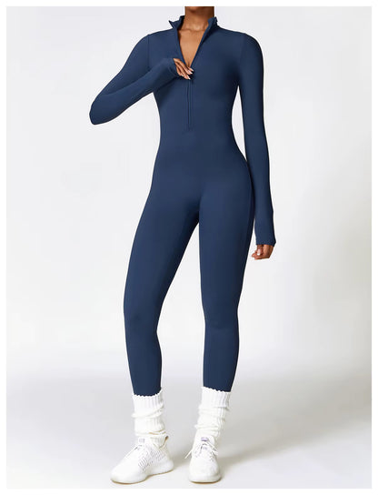 Long Sleeve Zipper Jumpsuit