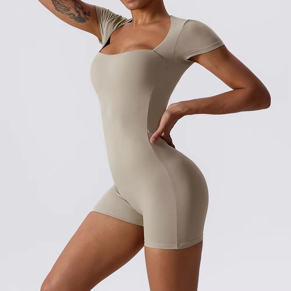 Short Sleeve One Piece Yoga Suit