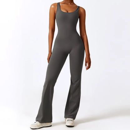 V-Back Flared Jumpsuit