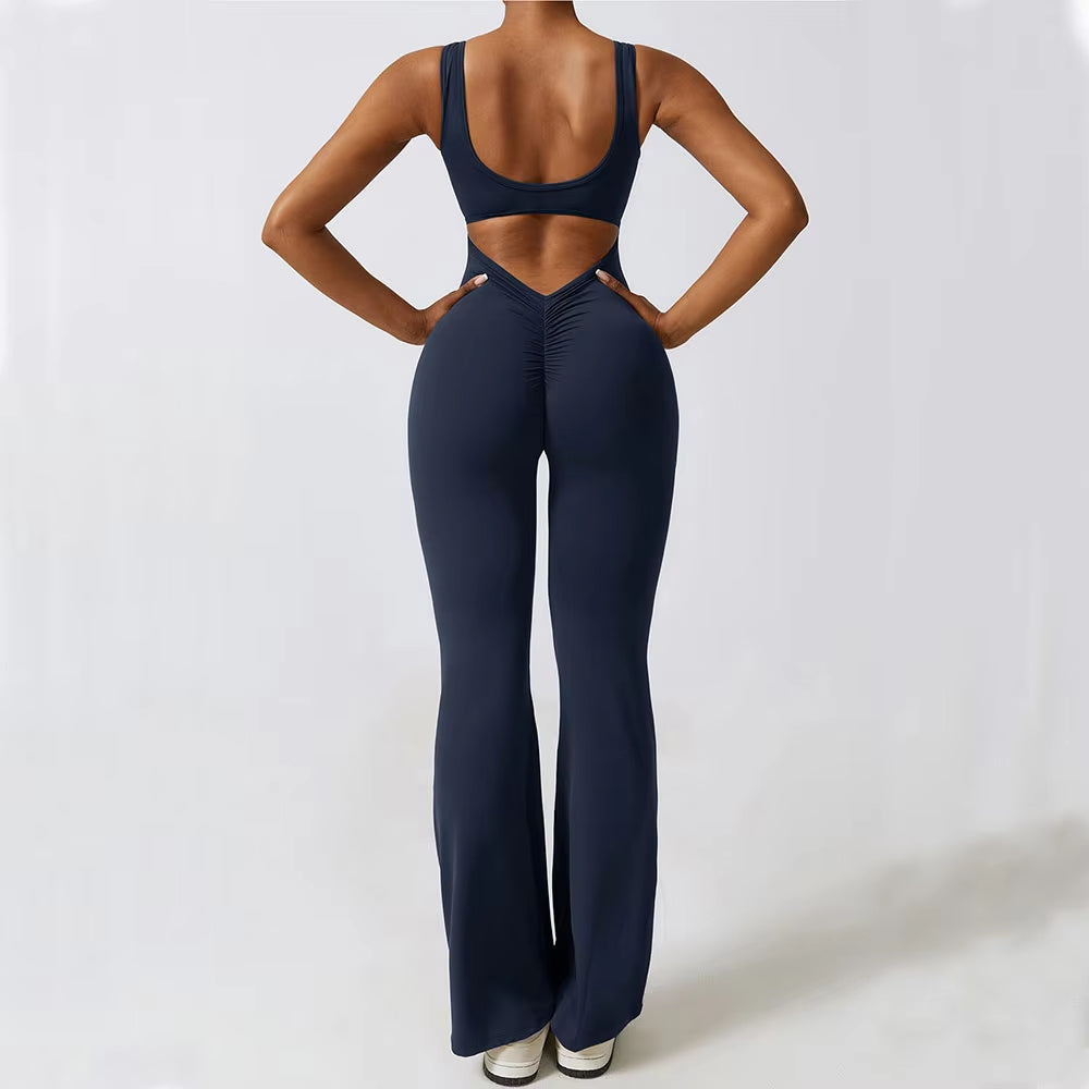 V-Back Flared Jumpsuit