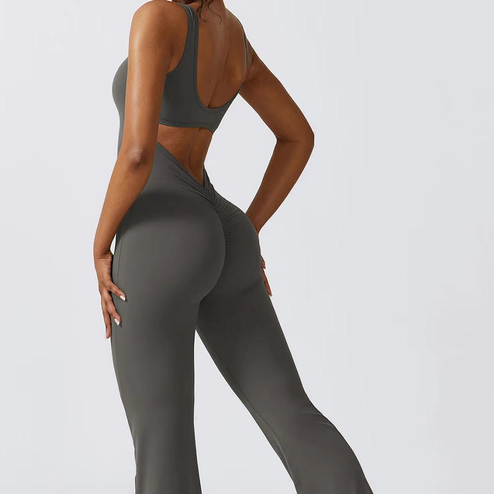 V-Back Flared Jumpsuit