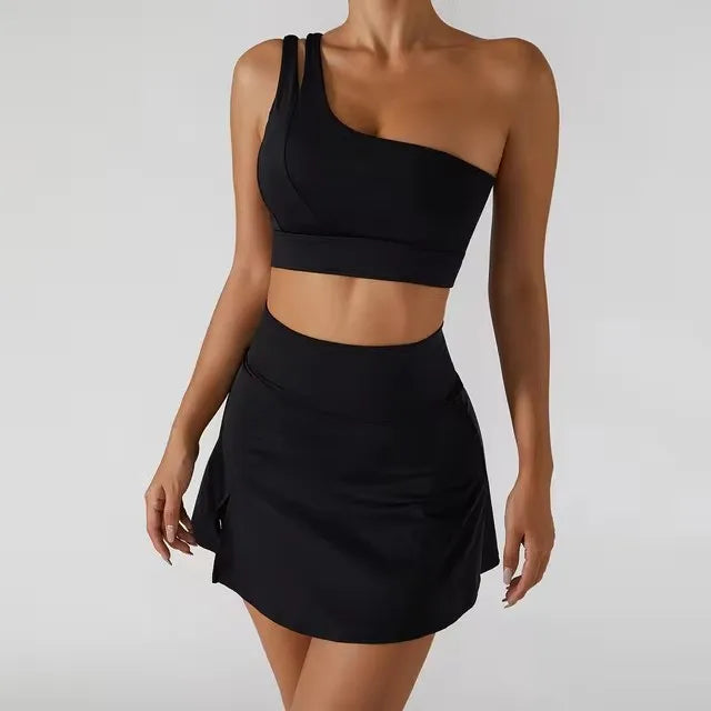 One Shoulder T-Shirt Skirt Sets