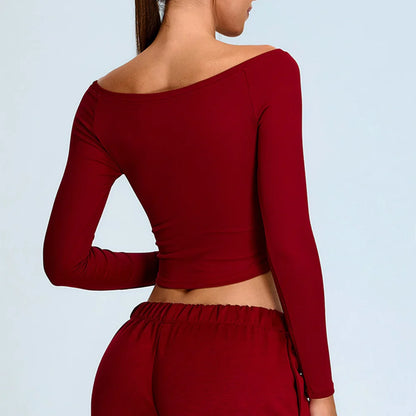 Off Shoulder Long Sleeve T-shirt