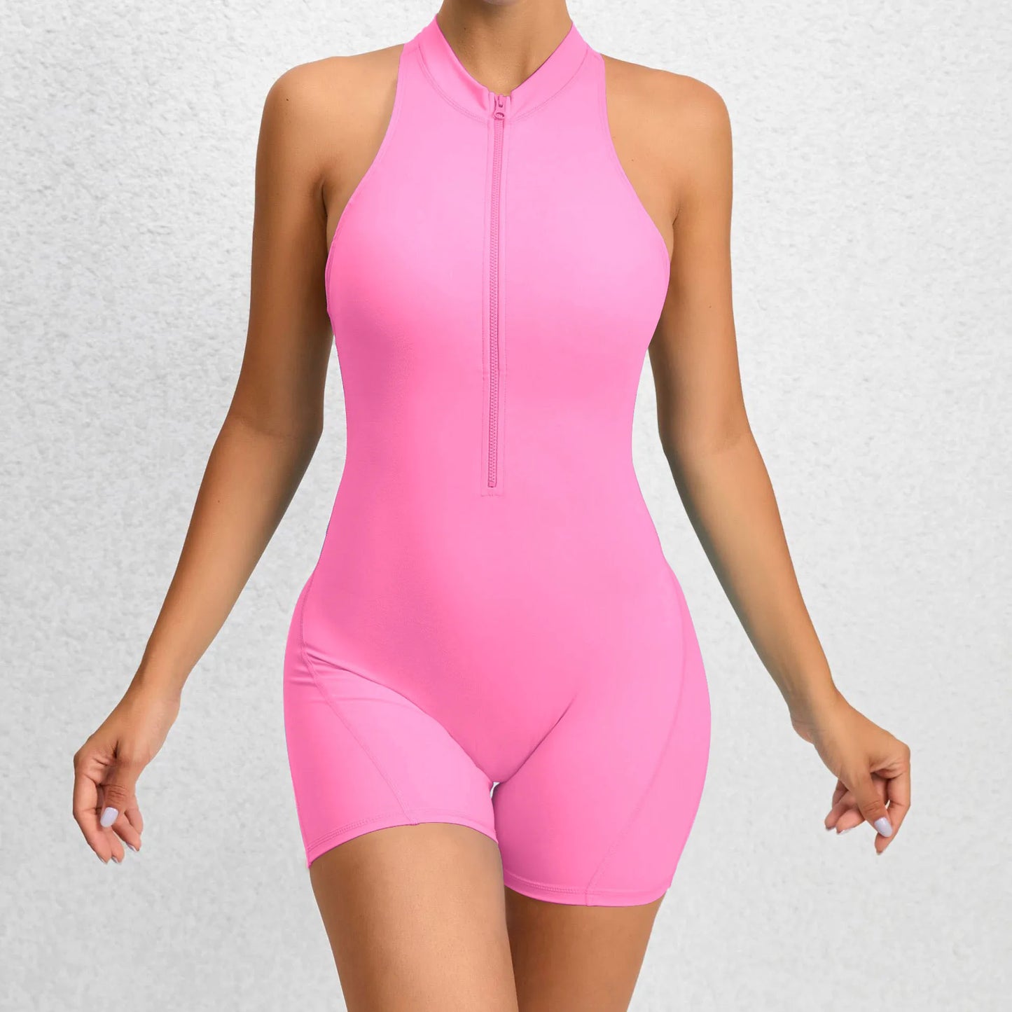 Open Back Zipper Rompers