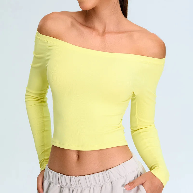 Off Shoulder Long Sleeve T-shirt