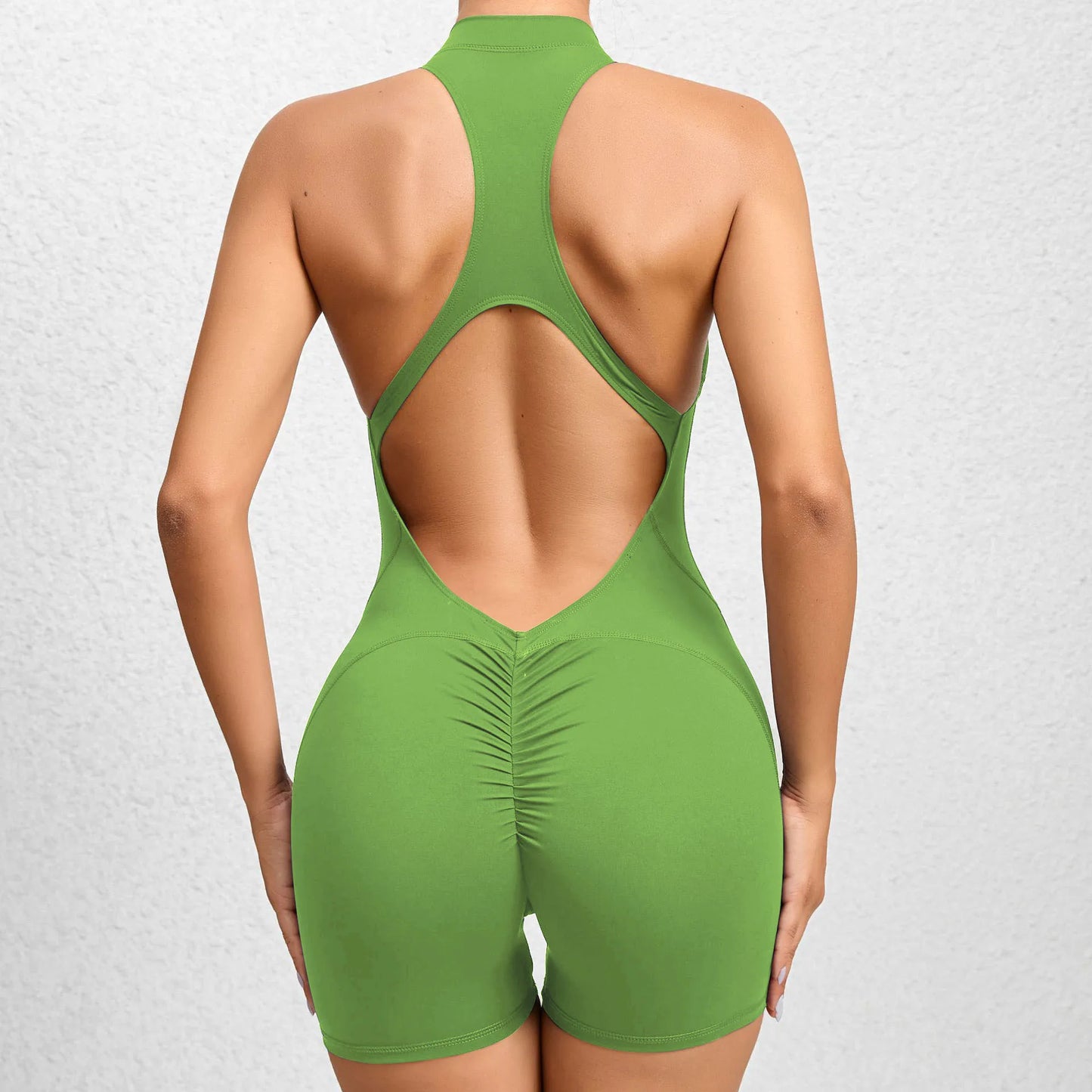 Open Back Zipper Rompers