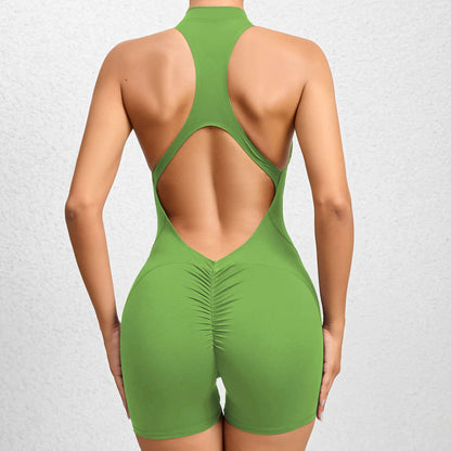 Open Back Zipper Rompers