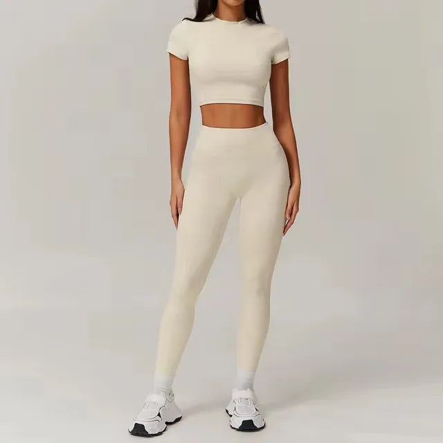 Chelsea Short Sleeve Crop Top Leggings Sets