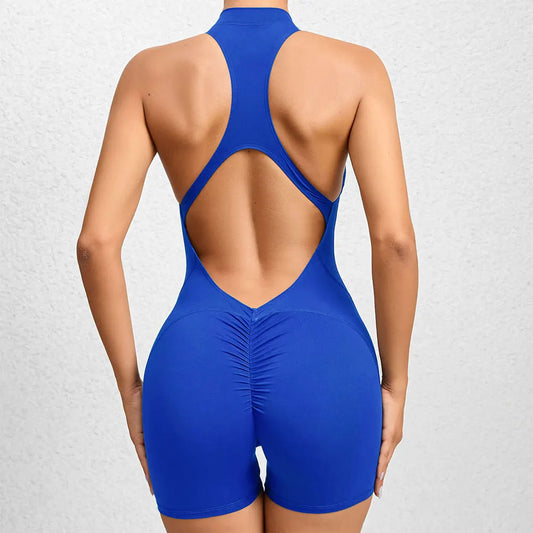 Open Back Zipper Rompers