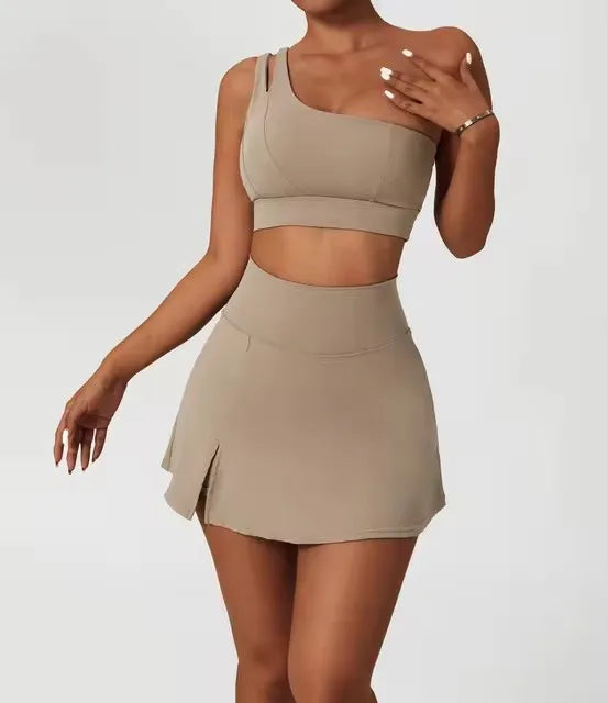 One Shoulder T-Shirt Skirt Sets