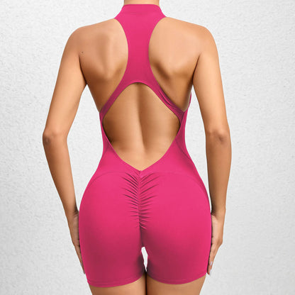 Open Back Zipper Rompers