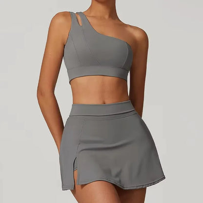 One Shoulder T-Shirt Skirt Sets