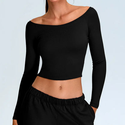 Off Shoulder Long Sleeve T-shirt