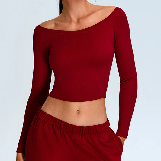 Off Shoulder Long Sleeve T-shirt