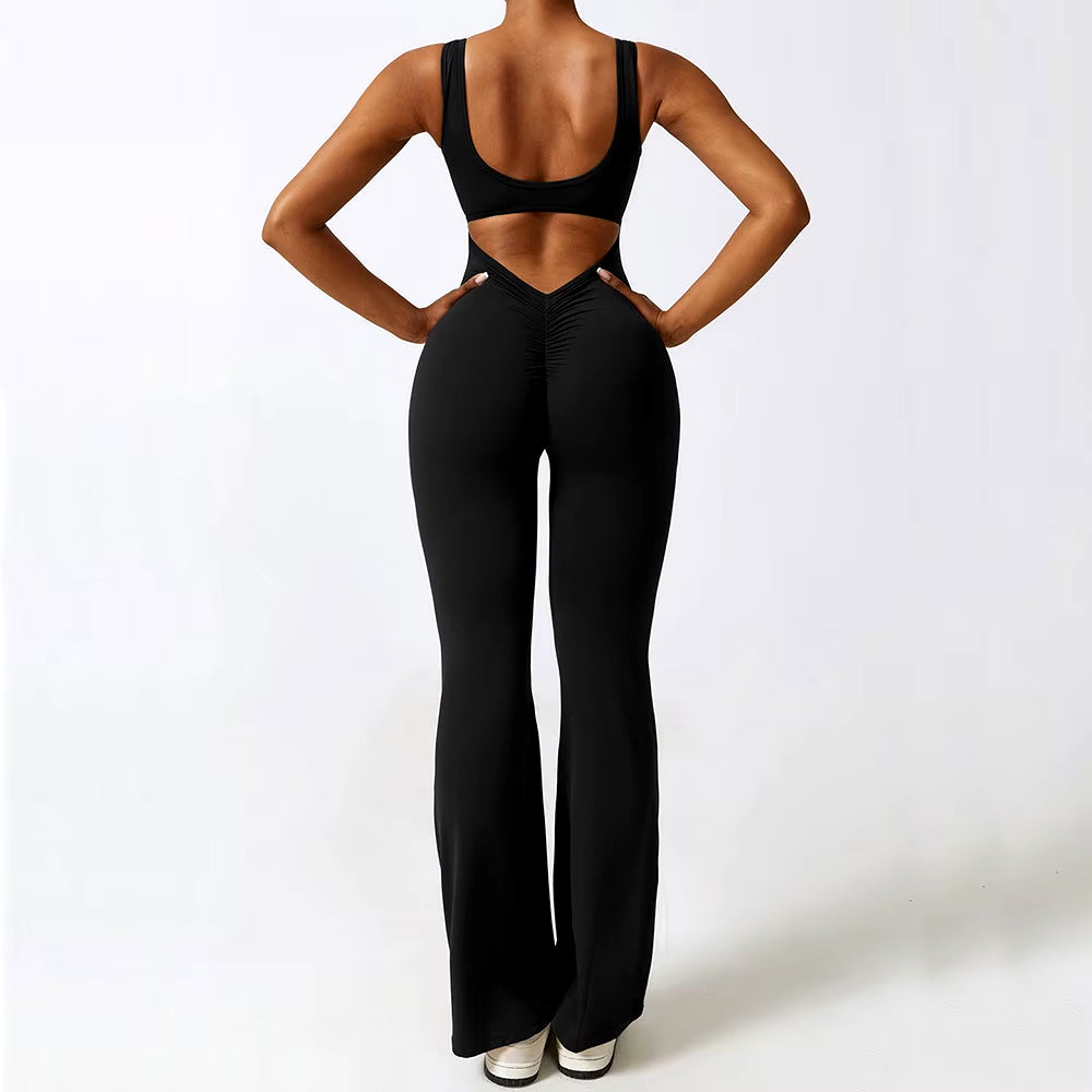 V-Back Flared Jumpsuit