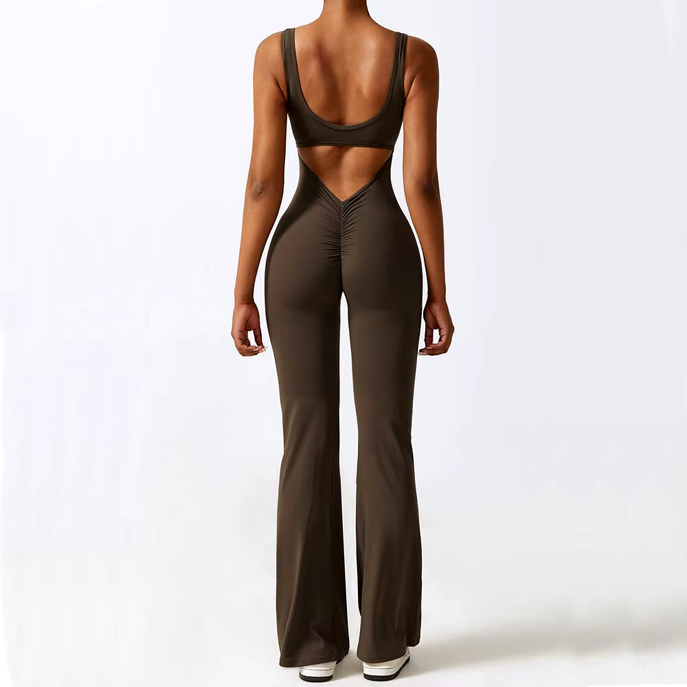 V-Back Flared Jumpsuit